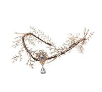 Elf Headband， Woodland Fairy Elf Crown Headband Green V-shape FloralWreath Wedding Bridal Headwear with Gem Pendant for Women Girls for Cosplay Accessorie(Fc1559orange,1 count (Pack of 1))