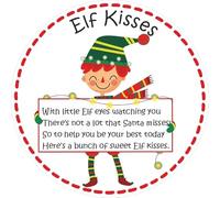 Elf Kisses Christmas Stickers Ideal for all your MARSHMALLOWS, SWEETS, CANDY, great for sweet cones, bags, jars, boxes, tins