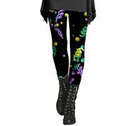 Elf Leggings Women,Womens Mardi Gras Leggings Funny Printed Carnival Legging Tights Stretchy Elastic High Waist Costume Fitness Workout Jogging Yoga Pants Ladies Girls Versatile Holiday Party Pant
