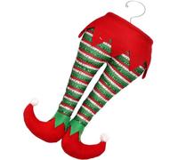 Elf Legs for Christmas Tree 53x27x10cm, Hanging Festival Decor | Red Iron, PP Cotton and Cloth Design, Easy Hanging, Fun Photo Prop for Home Doorways, Garlands or Events