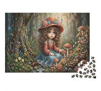 Elf Little Girl 1000 Pcs Recycled Cardboard DIY Jigsaw Puzzle Gift Mushroom Forest for Him/Her Cognitive Stimulation Group Activity 38x26cm/1000pcs