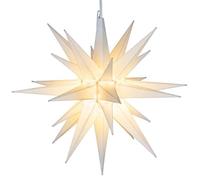 Elf Logic - 21" Large White Moravian Star - Hanging Outdoor Christmas Star Light - Use as Holiday Decoration, Porch Light, 3D Fixture, Advent Star (21 Inch Assembly Required) (LED)