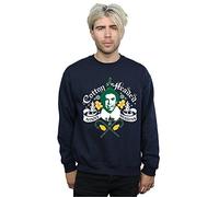 Elf Men's Cotton Headed Ninny Muggins Sweatshirt Small Navy Blue