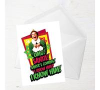 Elf OMG Santa's Coming Greetings Card - Giant Card