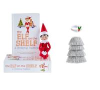 Elf on The Shelf Blue Eyed Girl Scout Elf with Christmas Tradition Book paired with New Claus Couture® Tiny Tinsel Dress