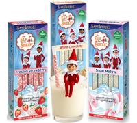 Elf on the Shelf Quick Milk Magic Sipper Straws | Pack of 3 (39 Milk Straws) | Flavoured Milkshake Straw Frosted Strawberry, Snow Mellow & White Chocolate | Fun Christmas Drink Accessory for Kids