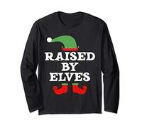 Elf Outfit Christmas Apparel Raised By Elves Long Sleeve T-Shirt