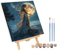 Elf Paint by Numbers for Adults, Paint by Numbers on Canvas Moon, DIY Oil Painting Arts and Crafts Kit Acrylic Pigment Drawing Paintwork, Hobbies for Women, Home Wall Decor Gifts 24x32in 4-1411