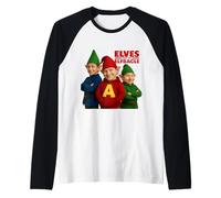 Elf Parody Trio Cheerful Christmas Festivity Raglan Baseball Tee