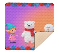 Elf Polar Bear & Snowman Christmas Illustration Soft Thick Baby Activity Play Mat for Indoor Outdoor Non-Toxic Tummy Time & Crawling Mat for Baby Toddler Infant, 50'' x 50''
