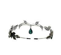 Elf Princess Tiara,head jewellery for women,1pcs Fairy Headdress Headband Crown Adjustable Headwear Retro Round Princess Bridal Wedding Role Playing Party Ball Cosplay Accessorie(Green)
