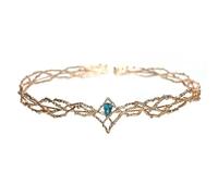 Elf Princess Tiara,head jewellery for women,1pcs Fairy Headdress Headband Crystal Elves Hair Crown Forest Hairband Elven Pixie Cosplay Accessorie Diameter about 18cm(Gold blue diamond)