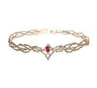 Elf Princess Tiara,head jewellery for women,1pcs Fairy Headdress Headband Crystal Elves Hair Crown Forest Hairband Elven Pixie Cosplay Accessorie Diameter about 18cm(Gold red diamond)