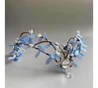 Elf Princess Tiara,head jewellery for women,Fairy Headdress Headband Handmade Leaves Clear Gem Forest Woodland Tiara Elven Headpiece Crown Elvish Tiara for Cosplay Accessorie(027)(Elf028 White Gem)