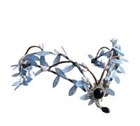 Elf Princess Tiara,head jewellery for women,Fairy Headdress Headband Handmade Leaves Clear Gem Forest Woodland Tiara Elven Headpiece Crown Elvish Tiara for Cosplay Accessorie(027)(Elf028black Gem)