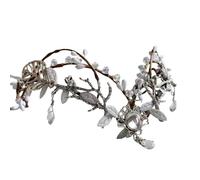 Elf Princess Tiara,head jewellery for women,Fairy Headdress Headband Handmade Leaves Clear Gem Forest Woodland Tiara Elven Headpiece Crown Elvish Tiara for Cosplay Accessorie(027)(Elf023d)