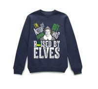 Elf Raised By Elves Christmas Jumper - Navy - S