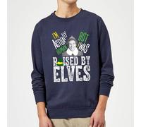 Elf Raised By Elves Christmas Jumper - Navy | Size: Large Elf Navy L