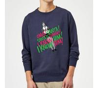 Elf Santa I Know Him Christmas Jumper - Navy | Size: Small Elf Navy S