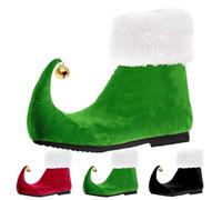 elf slippers adult Ankle Boots for Women Men Christmas Santa Elf Shoes With Bells Decoration Flat Shoes Warm Plush lining Walking Boots Short Work Boots