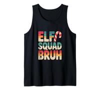 Elf Squad Bruh Candy Cane Funny Christmas Typographic Xmas Tank Top