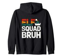Elf Squad Bruh Candy Cane Funny Christmas Typographic Xmas Zip Hoodie