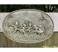 Elf Stone Hanging Plaque | Vintage Elves Nymph Imp Angel Garden Outdoor Statue