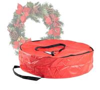 Elf Stor Wreath Storage Container - Canvas Sack with Handles Holds 36-Inch Artificial Wreaths with Interior Compartment for Ornaments (Red)