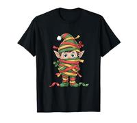 Elf Tangled in Ribbon Funny Christmas Wrapping T-Shirt