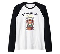 Elf Taught Chef Funny Christmas Cooking Cook Holiday Dinner Raglan Baseball Tee