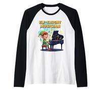 Elf Taught Musician Funny Christmas Pianist Piano Player Fun Raglan Baseball Tee