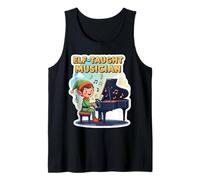 Elf Taught Musician Funny Christmas Pianist Piano Player Fun Tank Top