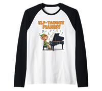 Elf Taught Pianist Musician Funny Christmas Piano Player Fun Raglan Baseball Tee