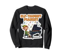 Elf Taught Pianist Musician Funny Christmas Piano Player Fun Sweatshirt
