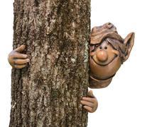 Elf Tree Peeker Garden Ornament Fairy Gnome Tree Decoration Hugger Sculpture (18cm Happy Elf)