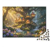 Elf Treehouse Jigsaw Puzzle 1000 Pieces Recyclable Paper Fairy Tale Forest Adult Jigsaws Party Game Props Developing Boy & Girl‘s Intelligence Educational 52x38cm/1000pcs