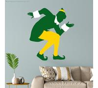 ELF Wall Sticker - Buddy The Elf Crouching Decal Christmas Wall Art (60cm Height x 55cm Width)
