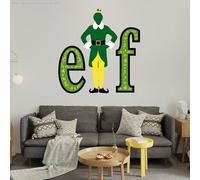 ELF Wall Sticker - Buddy The Elf with Text Decal Christmas Wall Art (60cm Height x 55cm Width)