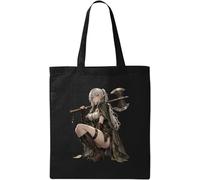 Elf Warrior Holding Large Axe Natural Cotton Tote Bag Black