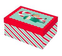 Elf with Candy Cane Christmas Rectangle Gift Box 22cm - Festive Holiday Present Box, Reusable Xmas Packaging for Gifts, Treats & Seasonal Surprises