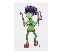 'Elf With Candy Canes' Temporary Tattoo - Water Resistant, Skin-Safe, Non-Toxic Transfer (TO00079053)