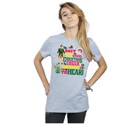 Elf Women's Christmas Cheer Cotton Boyfriend T-Shirt in Grey | Size: Large Elf Grey L