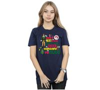 Elf Women's Christmas Cheer Cotton Boyfriend T-Shirt in Navy | Size: Medium Elf Navy M