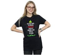 Elf Women's Christmas Cheer Text Cotton Boyfriend T-Shirt in Black | Size: 2XL Elf Black 2XL