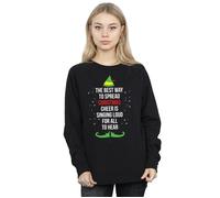 Elf Women's Christmas Cheer Text Sweatshirt in Black | Size: Large Elf Black L