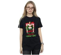 Elf Women's OMG Santa Cotton Boyfriend T-Shirt in Black | Size: Medium Elf Black M