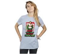 Elf Women's OMG Santa Cotton Boyfriend T-Shirt in Grey | Size: 3XL Elf Grey 3XL