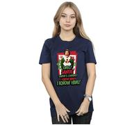 Elf Women's OMG Santa Cotton Boyfriend T-Shirt in Navy | Size: Small Elf Navy S
