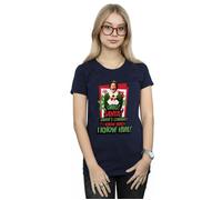Elf Women's OMG Santa Cotton T-Shirt in Navy | Size: Small Elf Navy S