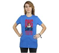 Elf Women's OMG Santa I Know Him Cotton Boyfriend T-Shirt in Blue | Size: Large Elf Blue L